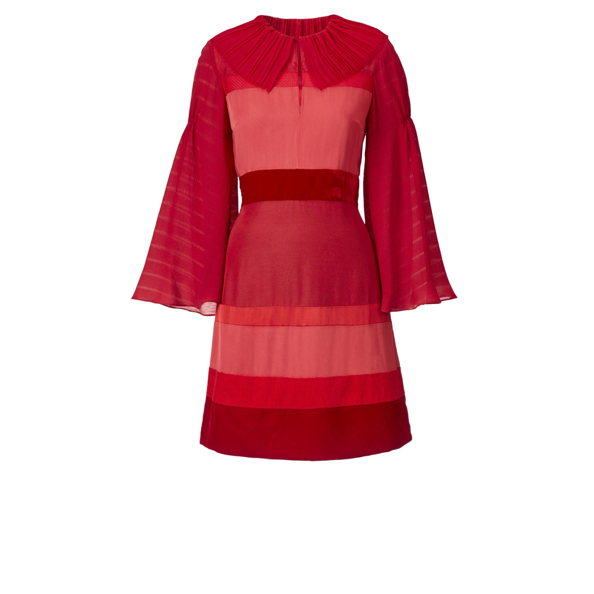 Size Extra Small, Ethically Made, Mini Cocktail Dress with Long Sleeves and Pleated Collar