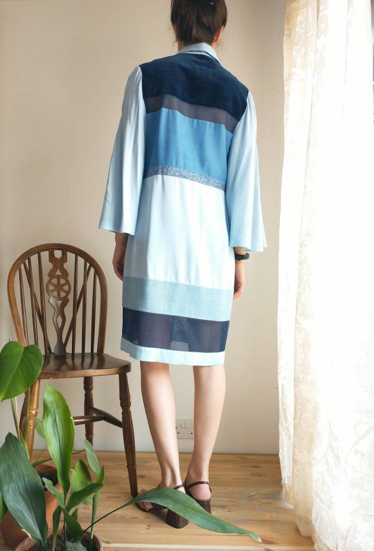Size Extra Small Handmade Silk Bamboo Shirt Dress, Bust 34"