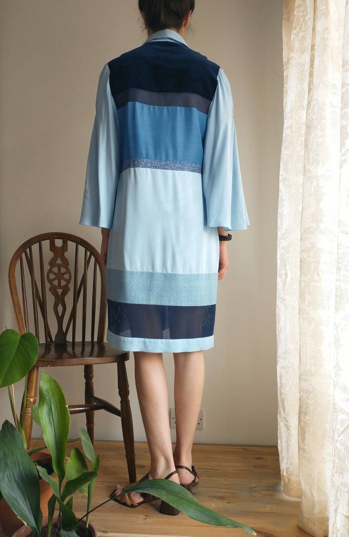 Size Extra Small Handmade Silk Bamboo Shirt Dress, Bust 34"