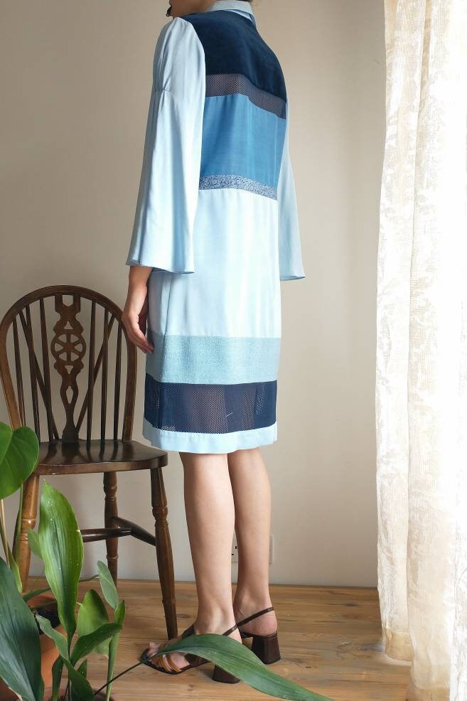 Size Extra Small Handmade Silk Bamboo Shirt Dress, Bust 34"