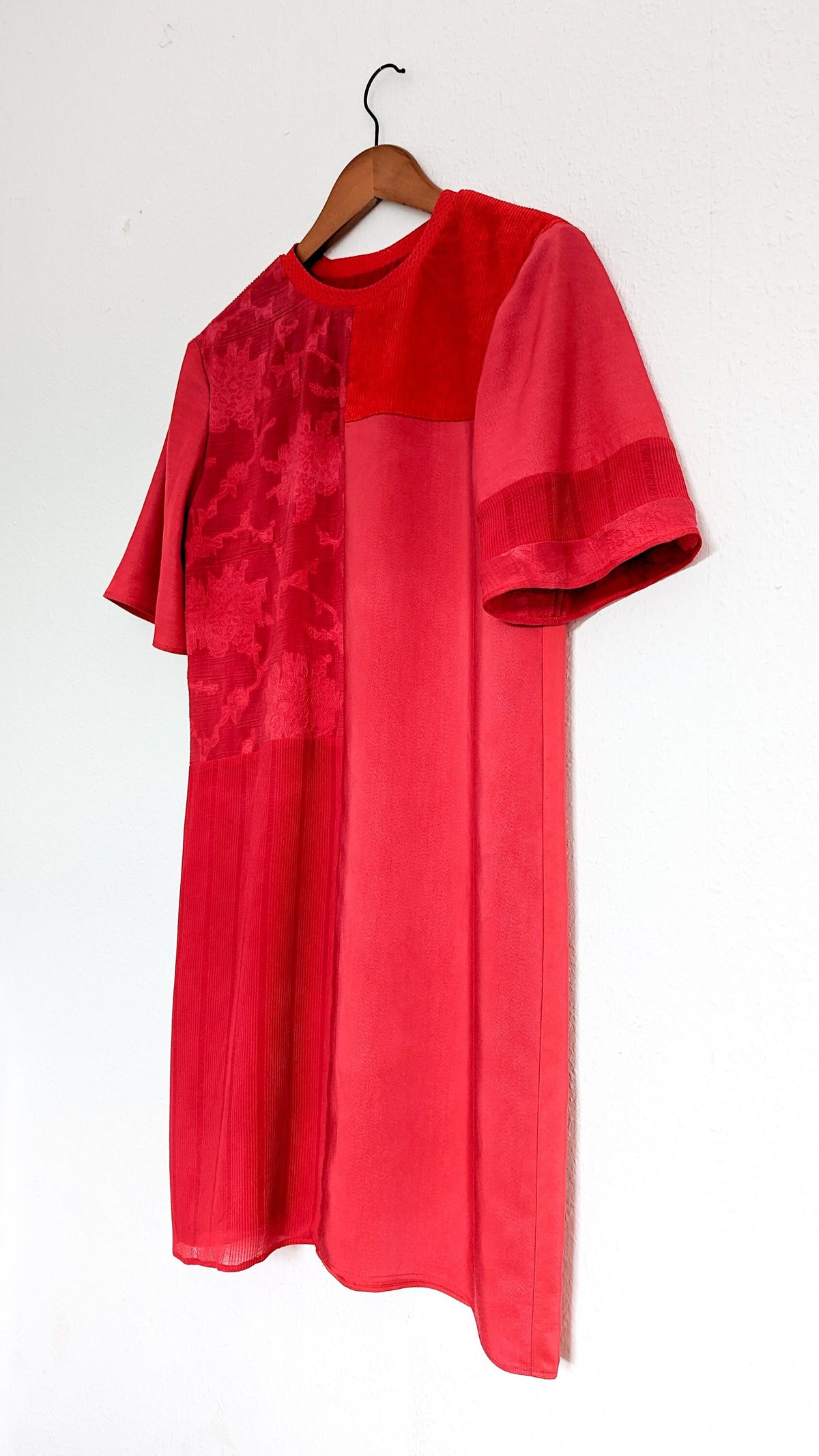 Bamboo and Silk Mini Dress Loose Fit with Short T-Shirt Sleeves Size M