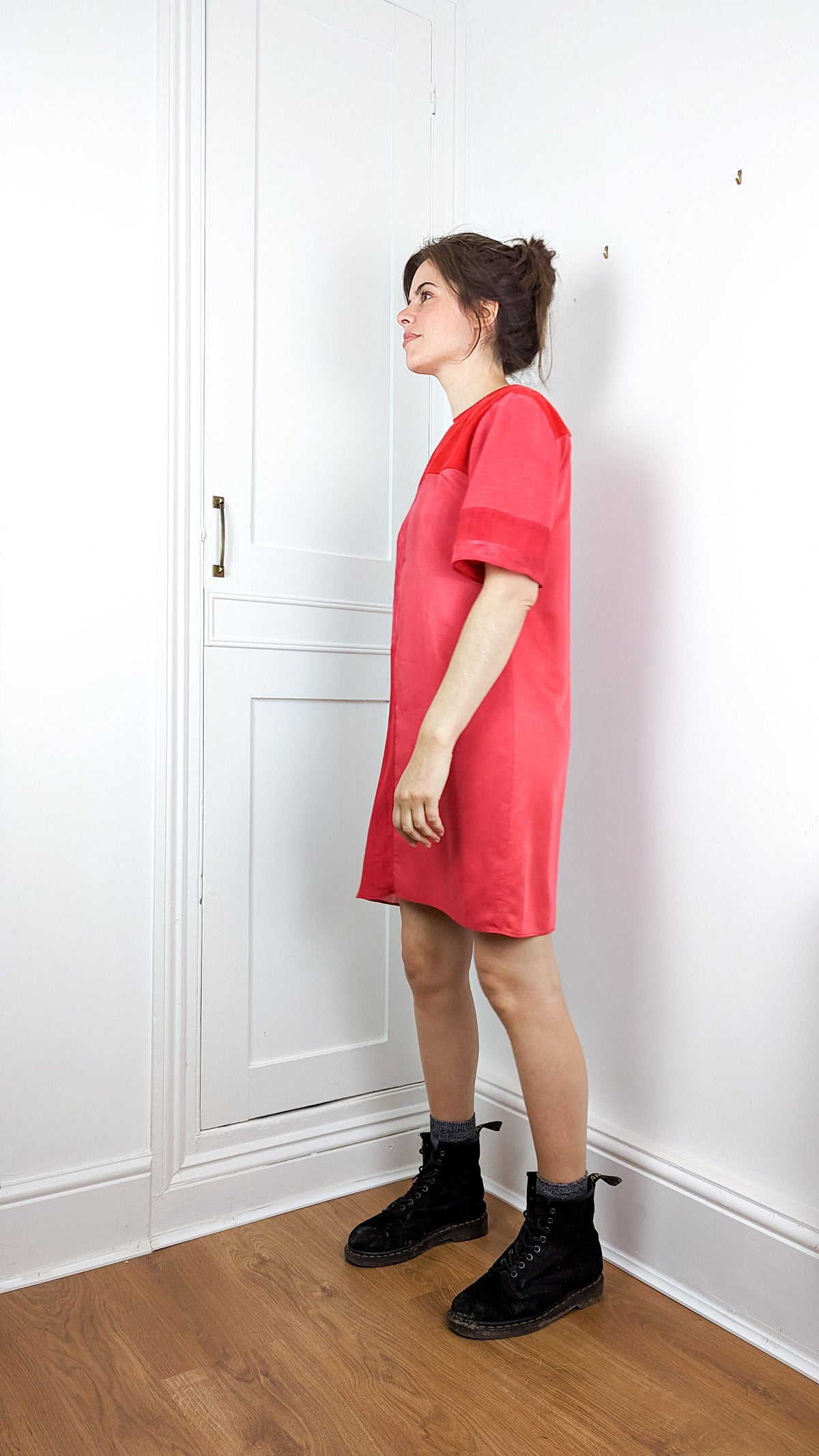 Bamboo and Silk Mini Dress Loose Fit with Short T-Shirt Sleeves Size M