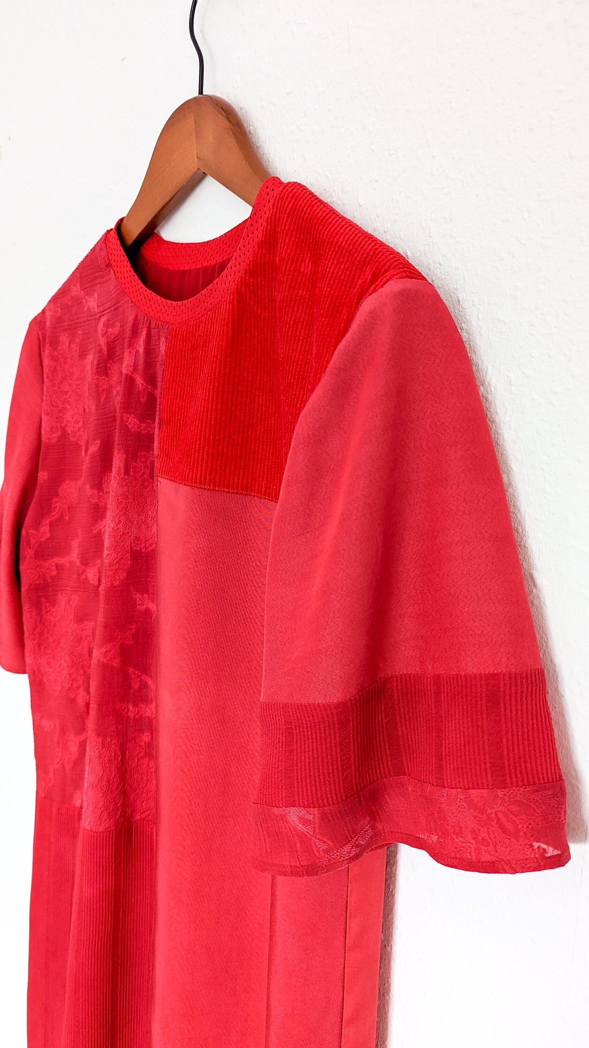 Bamboo and Silk Mini Dress Loose Fit with Short T-Shirt Sleeves Size M
