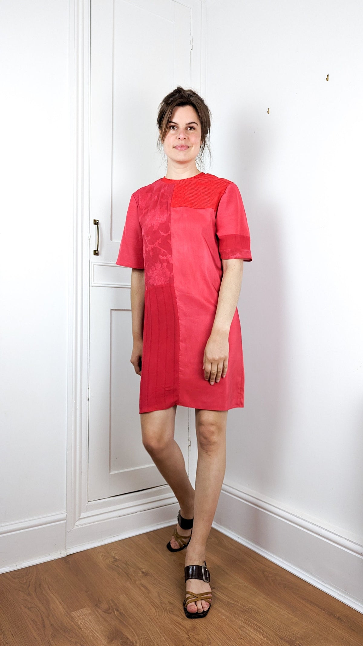 Bamboo and Silk Mini Dress Loose Fit with Short T-Shirt Sleeves Size M