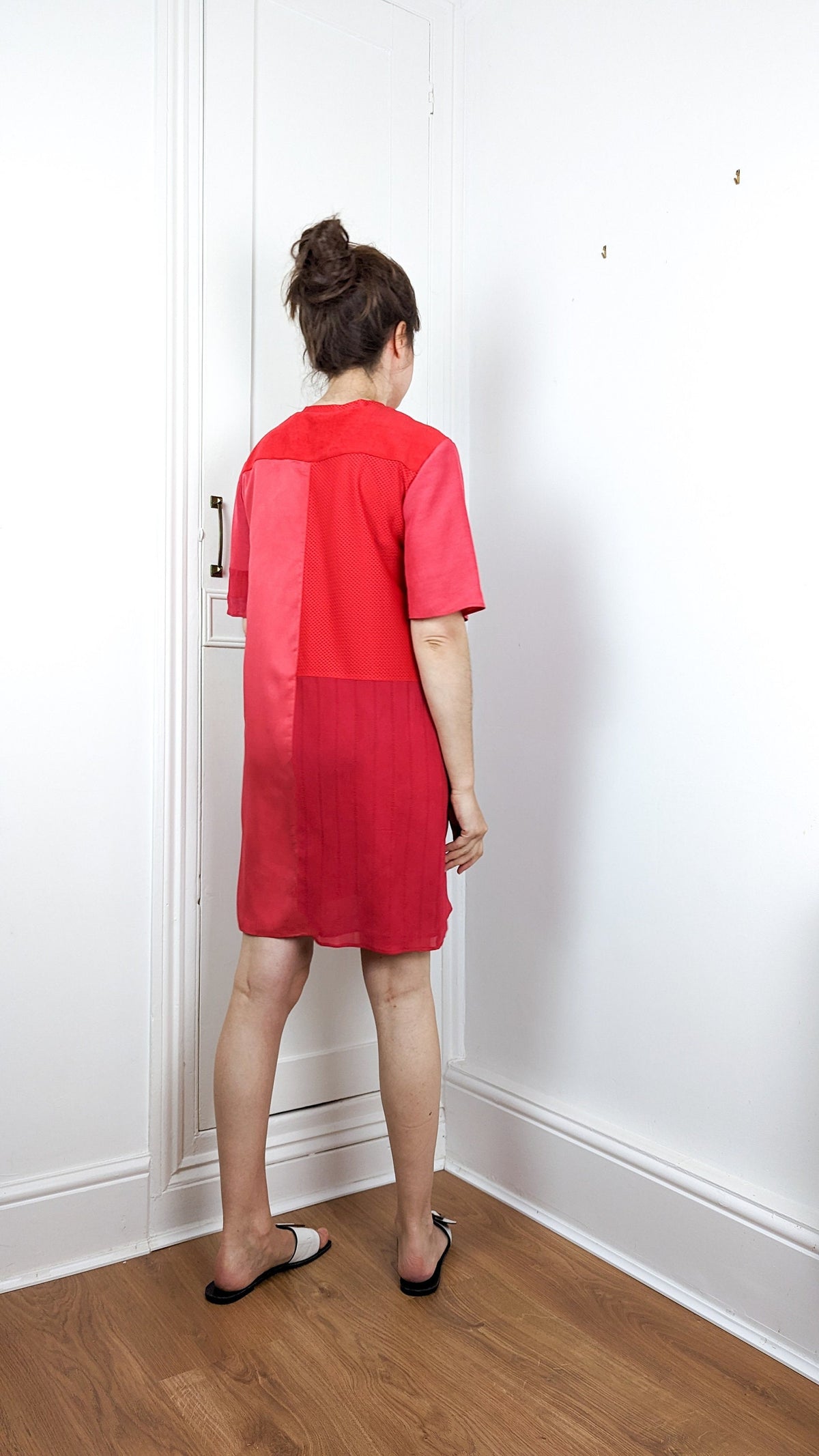 Bamboo and Silk Mini Dress Loose Fit with Short T-Shirt Sleeves Size M