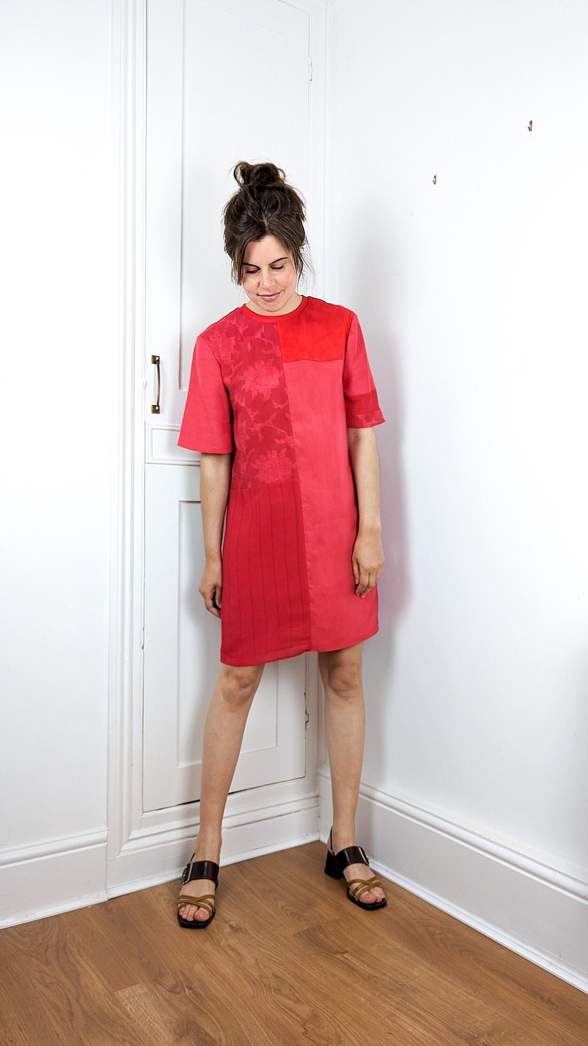 Bamboo and Silk Mini Dress Loose Fit with Short T-Shirt Sleeves Size M