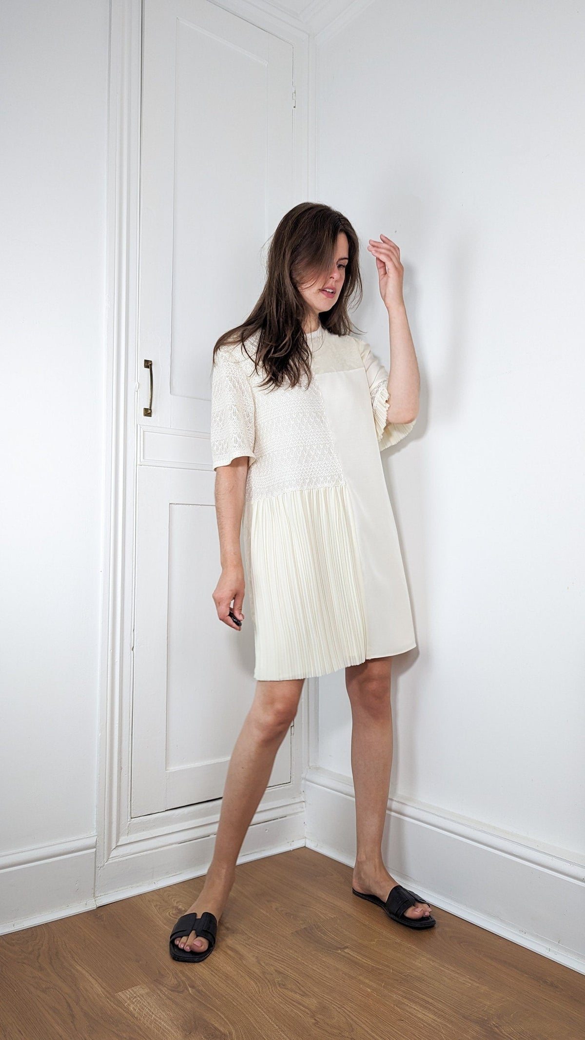 Vanilla bamboo and silk mini dress