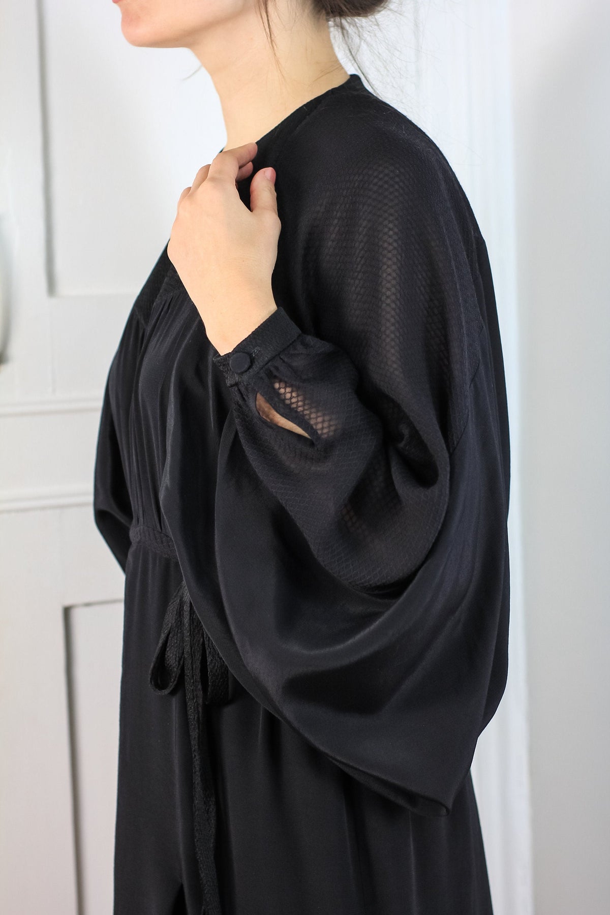 Black seventies style kaftan batwing dress