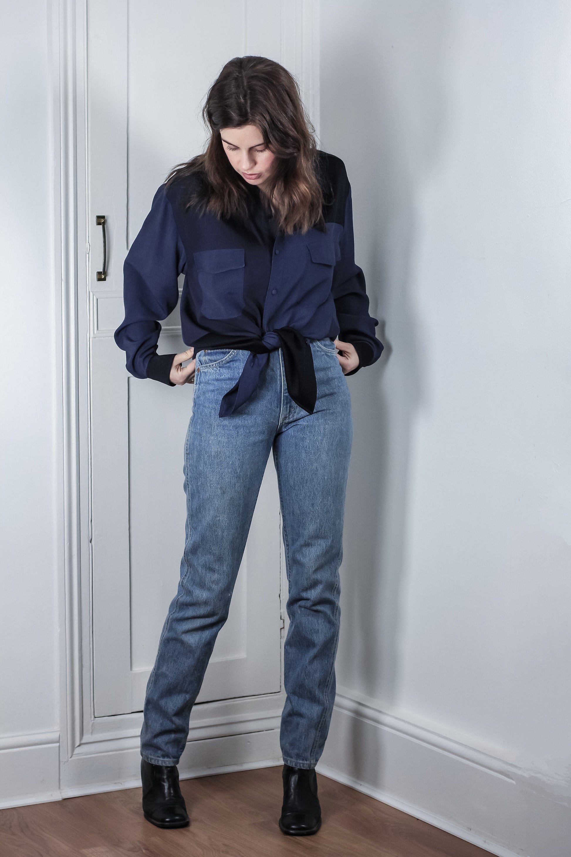 Handmade Button Up Cotton and Viscose Ladies Shirt Shacket Loose Fit with Long Sleeves