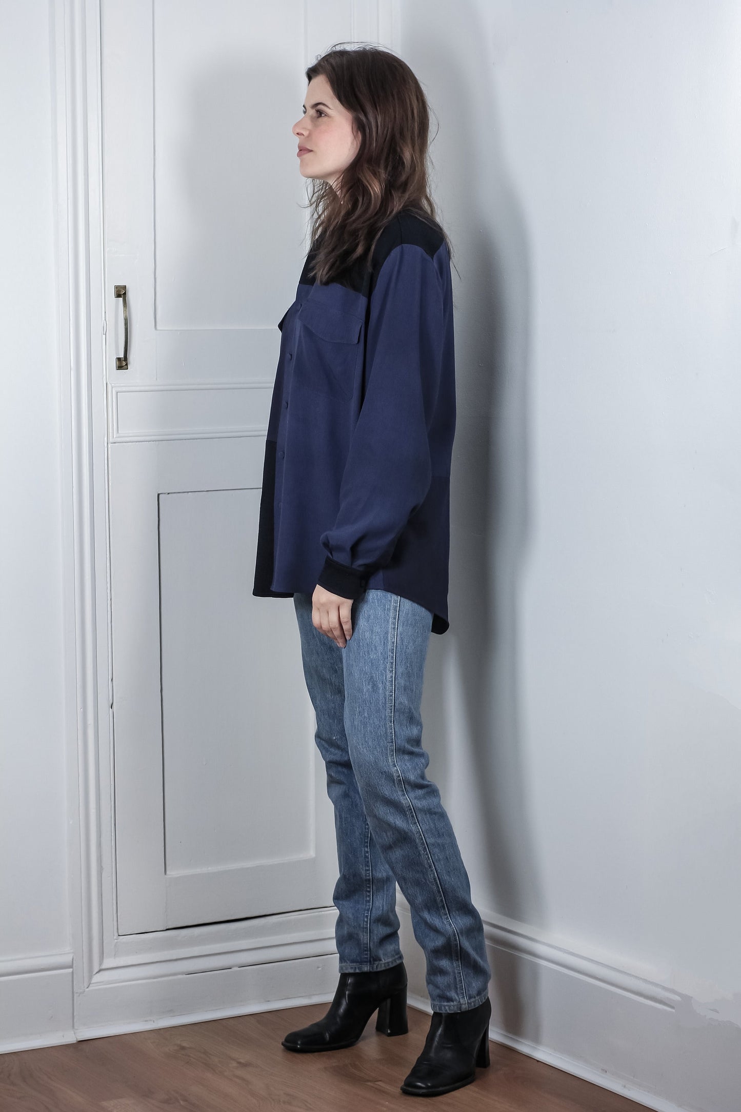 Handmade Button Up Cotton and Viscose Ladies Shirt Shacket Loose Fit with Long Sleeves