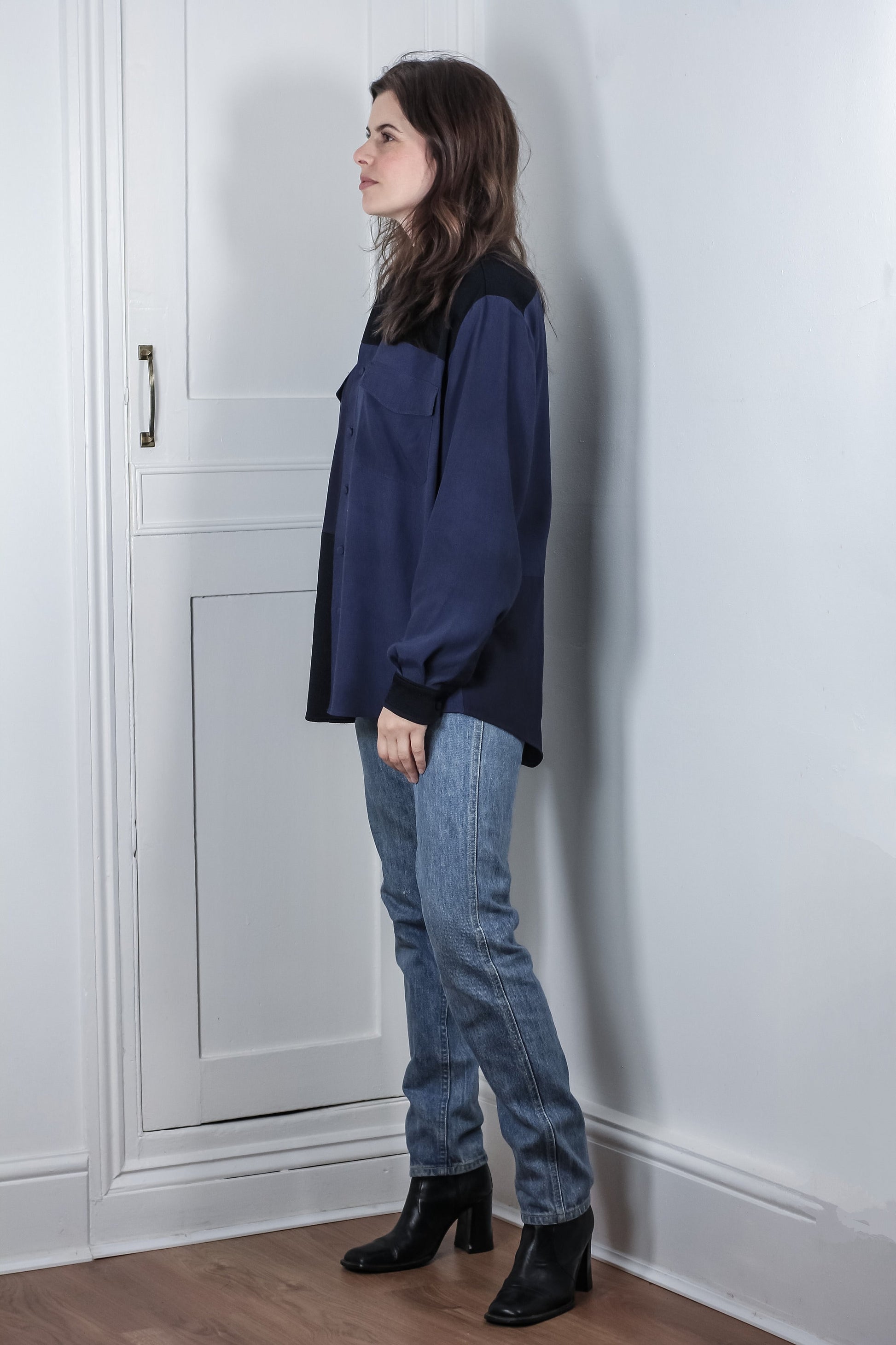 Handmade Button Up Cotton and Viscose Ladies Shirt Shacket Loose Fit with Long Sleeves