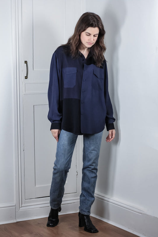Handmade Button Up Cotton and Viscose Ladies Shirt Shacket Loose Fit with Long Sleeves