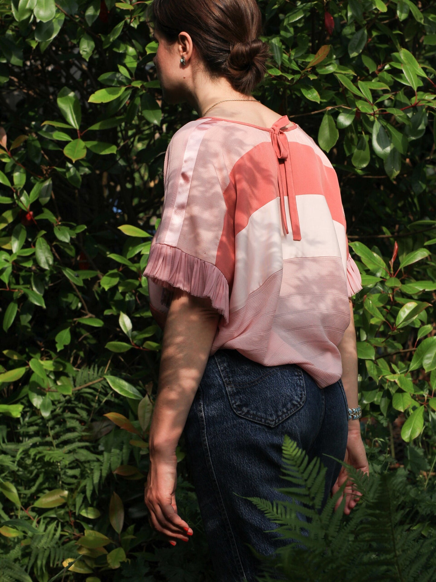 Loose fit Rose Pink Short Sleeve Huipil Swing Top
