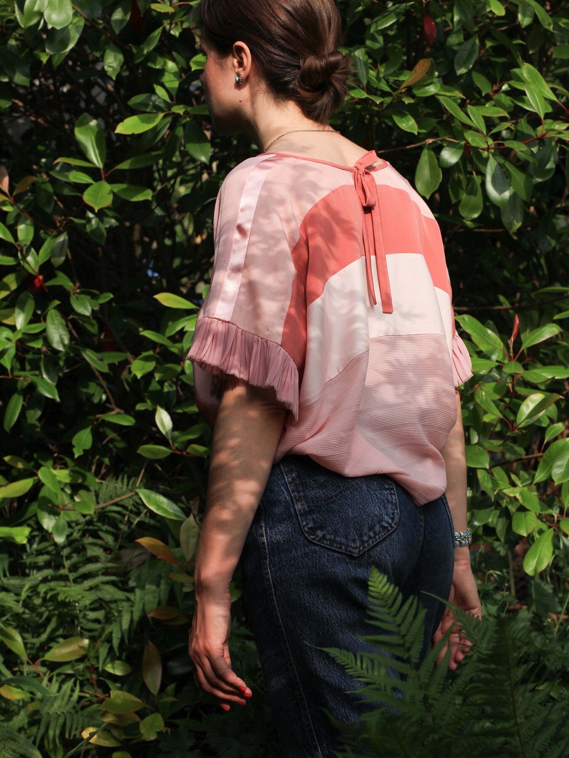 Loose fit Rose Pink Short Sleeve Huipil Swing Top